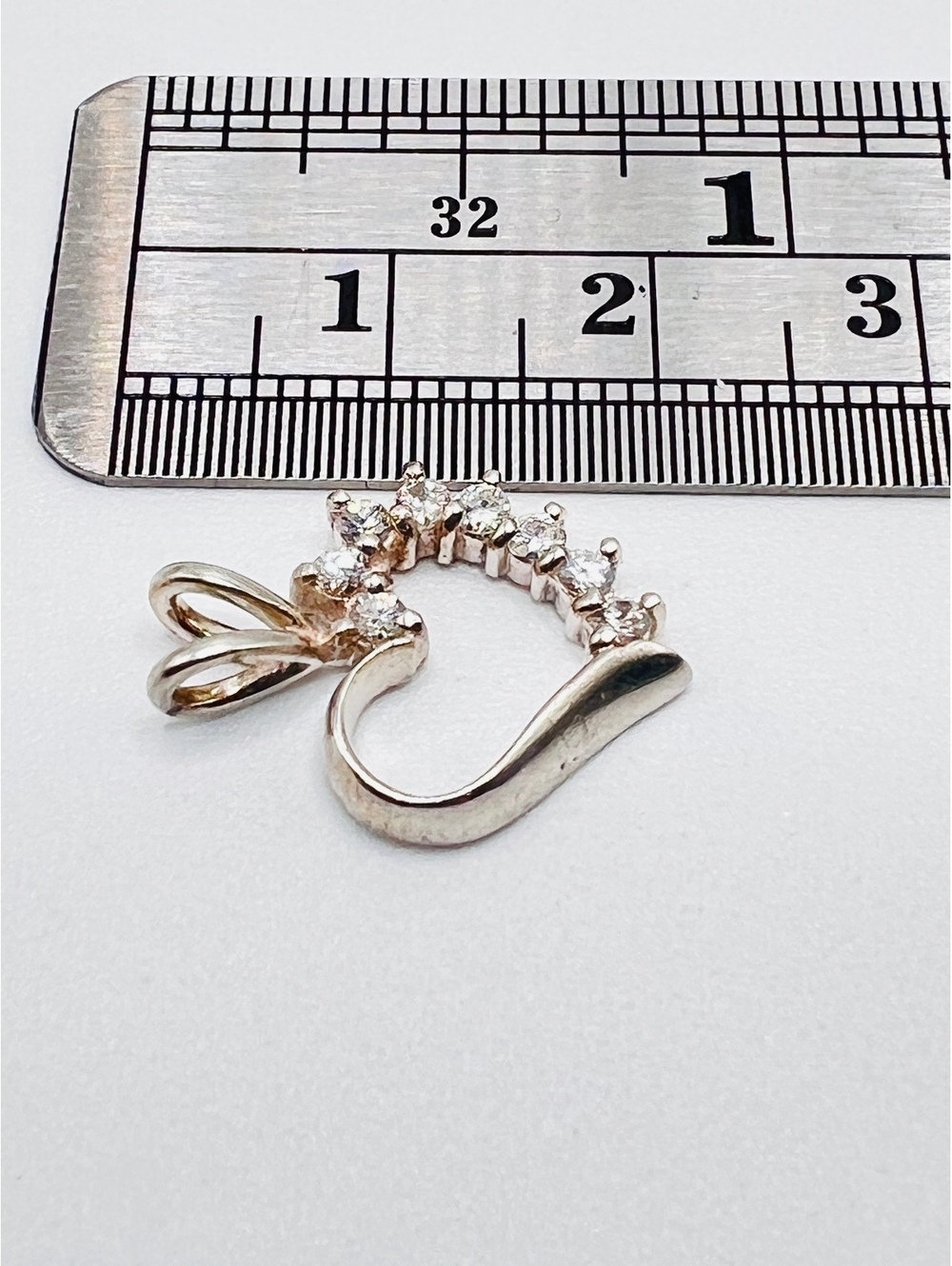 Vintage Avon 925 Sterling Silver Open Heart Clear Stone Pendant Signed